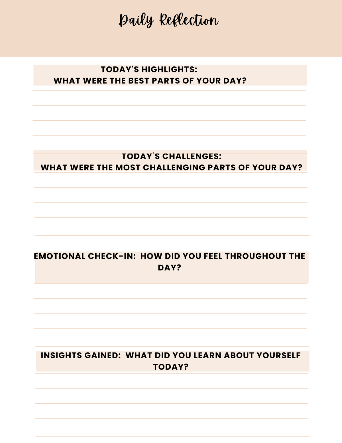 Self Awareness Digital Worksheet