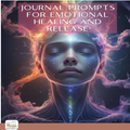Book cover titled 'Journal Prompts for Emotional Healing and Release' with a mystical design.